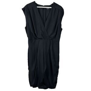 Express Women's Dress Black Wrap V Neck Sleeveless Knee Length Sheath‎ Size L
